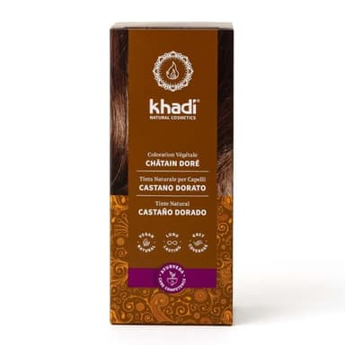 khadi CHÂTAIN DORÉ Coloration végétale - Coloration végétale pour des reflets ambrés chatoyants à brun doré velouté - 100 % végétale et naturelle - 100 g