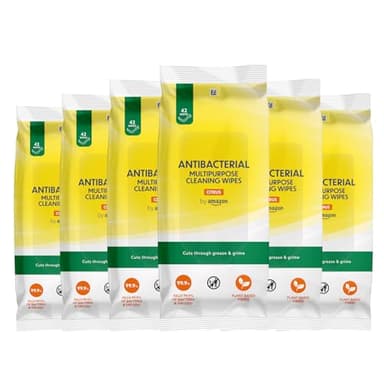 by Amazon Lingettes Nettoyantes Multi-usages Citron, 252 pièces, 6 lot de 42 Lingettes