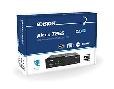 EDISION PICCO T265, TNT Haute définition H265 HEVC, DVB-T2 Récepteur, WiFi support, IR Télécommande 2en1
