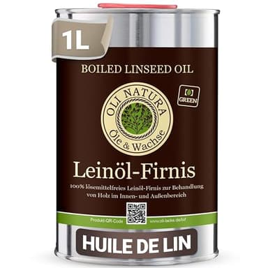 OLI-NATURA Vernis à l’huile de lin, protection du bois biologique, certifié contact alimentaire, 1L, incolore - naturel