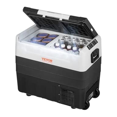 VEVOR Glacière Électrique Portable de 55 L Réfrigérateur de Voiture Portable 12/24 V CC 100-240 V CA Frigo Voiture Double Zone 0,6 kW.h -20 °C à 10 °C Réglable Congélateur pour Camion Bateau Camping
