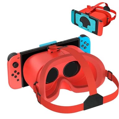 Casque de réalité virtuelle compatible avec Nintendo Switch & Switch OLED, lunettes VR avec objectifs HD réglables et sangle de tête confortable, lunettes 3D pour Nintendo Switch OLED (rouge)