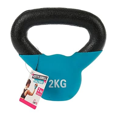 UPFIT - Haltère 2kg, kettlebell - A l'unité - Prise en main facile et confortable - Forme étudiée afin de pouvoir faire différents exercices polyvalents - Fabriquée en fonte pour résistance fiable