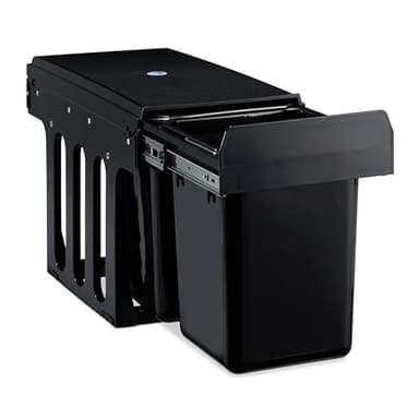 Relaxdays poubelle encastrable coulissante, 2 bacs, système de trie pour le sous-évier, 2x8 l, 35,5 x 25 x 47 cm, noir