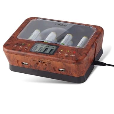 FISHTEC - Chargeur Universel de Piles C/D/AA/AAA/6LR61 NiCd NiMh + ALCALINES (Loupe d'orme)