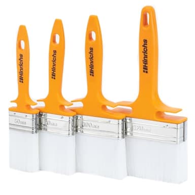 Hinrichs Set de 4 Pinceaux Lasure - Largeurs 50 mm, 70 mm, 100 mm et 120 mm - Pour Laques, Huiles et Peintures - Pinceau Large Spalter