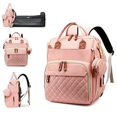 Lamroro Sac à langer 3 en 1 avec station à langer, Rose pêche, 13"L x 8"W x 16.5"H