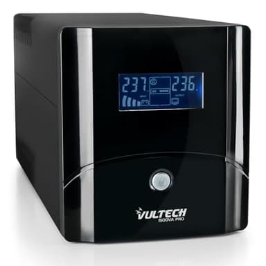 VulTech UPS1500VA-PRO Line Interactive - Alimentation sans Interruption avec écran LCD, Noir, Version Italienne