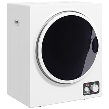 HOMCOM Sèche-linge à évacuation portable, sèche-linge électrique 850 W, 4 Kg, 4 modes de séchage, 2 niveaux de chauffage, cuve en acier inoxydable, installation murale, pour appartement dortoir, blanc