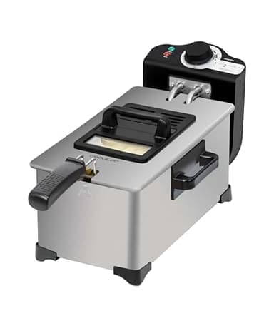 Cecotec Friteuse Électrique de 3L Cleanfry 3 L Full Inox. 2000W, Acier inoxydable, Filtre OilCleaner, Corps, Cuve, Couvercle et Panier en Acier Inoxydable, Couvercle avec Fenêtre et Filtre Anti-odeurs