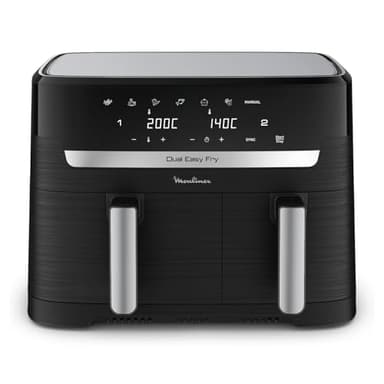 Moulinex air fryer deux compartiments, Capacité XXL 8,3L, Jusqu'à 8 personnes, 7 Programmes automatiques, friteuse sans huile, Ecran tactile digital, Easy Fry Dual, EZ901820, Noir