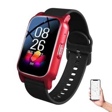 DEaThsalL Montre Connectée Senior Détecteur De Chute De Chute Traceur pour Personnes Âgées Suivi GPS en Temps Réel Bracelet Personne Agee Autonomie Longue Red