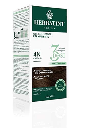 Herbatint Gel colorant permanent 3doses, 300 ml - 4 N marron, sans ammoniaque, pour peaux sensibles, 100% couverture cheveux blancs, avec 8 extraits naturels bio