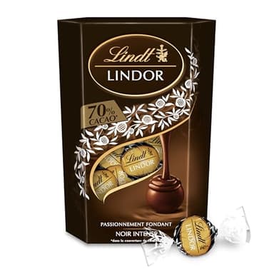 Lindt - Cornet LINDOR - Chocolat Noir 70% Cacao - Cœur Fondant, 200g