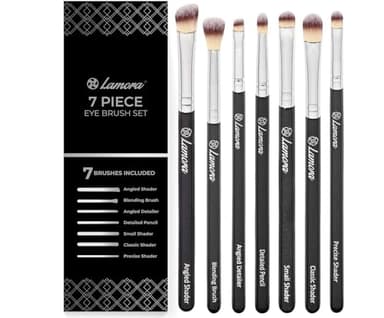 Set de Pinceaux de Maquillage pour les Yeux - Fard à paupières, Eyeliner Mélanger, Nuancer - Meilleur Choix 7 Pièce Essentials Kit - Crayon, Ombré, Fuselé, Définisseur - Poils Soyeux Synthétiques