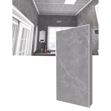 XILYZMO Paquet 10 Plafond Suspendu Carrelage, Aluminium Épaisseurs 5 Mm À L'arrêt Décoratif Panneaux Revêtement, 60x60cm Étanche Panneau Plafond Plafond Grille Système(A-White,2pcs-30x60cm)