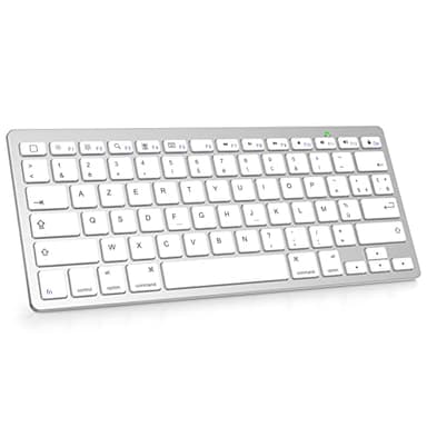 OMOTON Clavier pour iPad, Clavier Bluetooth pour iPad Pro 13/11/12.9/ iPad 10.9/10.2/ iPad 9/8/7/6/5/ iPad Air 5/4/3 /iPad Mini 6/5 et iPhone, Clavier AZERTY pour iOS, Argenté