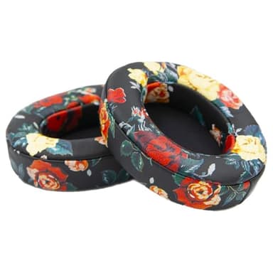 MMOBIEL Coussinets de Rechange compatibles avec Beats Studio 2 / Studio 3 - Casque Supra-auriculaire Filaire/sans Fil - Mousse à mémoire de Forme en Cuir protéiné Souple - Fleur Noire