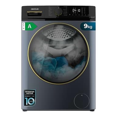 Cecotec Lave-linge frontal 9Kg Bolero Dresscode 9610 Inverter Blue Ice A. 2000W, 1400 RPM, fonction vapeur, moteur Inverter Plus, 15 programmes, optimise le niveau d'eau et le temps de lavage