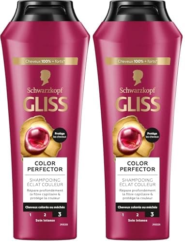 Schwarzkopf - Gliss - Shampoing Color Perfector - Protège l'Intensité de la Couleur - Cheveux colorés/méchés - 89% d'ingrédients d'origine naturelle - Flacon de 250ml (Lot de 2)