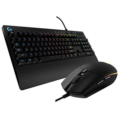 Logitech G213 Prodigy, Clavier et Souris Gaming, Eclairage RVB LIGHTSYNC, Résistant aux Éclaboussures, Personnalisable, Commandes Multimédia Dédiées