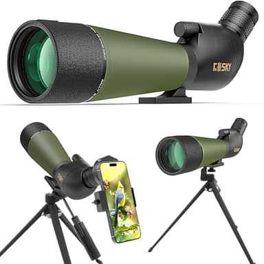 Gosky 20-60x80 Longue Vue étanche avec trépied, Sac de Transport et Adaptateur pour Smartphone - Télescope incliné BAK4 - pour l'observation des Oiseaux, Le tir et la Chasse