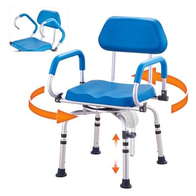 VEVOR Chaise de Douche Pivotante à 360°, Siège de Douche Réglable avec Bras Pivotants, Siège de Baignoire Rotatif Antidérapant, Capacité de Charge 135 kg, pour Personnes Âgées Handicapées Blessées