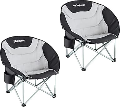 KingCamp campingstuhl Chaise de Camping Pliable, Polyester, Noir/Gris, Large