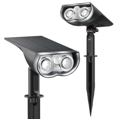 Linkind Lampe Solaire Extérieure Détecteur de Mouvement 1000LM, Lumiere Solaire Exterieur IP67 Étanche, Blanc Froid, pour Jardin, chemin, court, Lot de 2