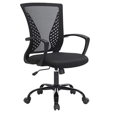 Songmics Fauteuil, Chaise ergonomique, pivotant, réglable en hauteur, mécanisme d’inclinaison, siège et dossier en toile respirante, bureau, charge 120 kg, Noir OBN22BK, Plastique, 49 51 (96-104) cm