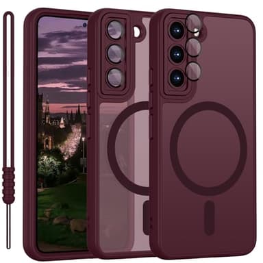 Pour Samsung Galaxy S22 Plus Coque compatible avec MagSafe, Coque pour téléphone portable Samsung Galaxy S22 Plus Magnétique Matte Touch Protection de l'appareil photo Antidérapant Résistant aux