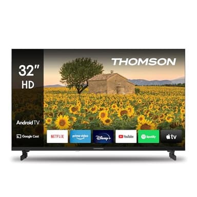 THOMSON 32 Pouces (80 cm) LED HD Téléviseur - Smart Android TV (DVB-C-S2-T2, Commande Vocale, Youtube) - 32HA2S13-2023