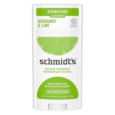 Schmidt's Déodorant Stick Signature Bergamote et Citron Vert, Efficace 24h, 100% Origine Naturelle, Certifié naturel et Vegan, Testé Dermatologiquement, 75g