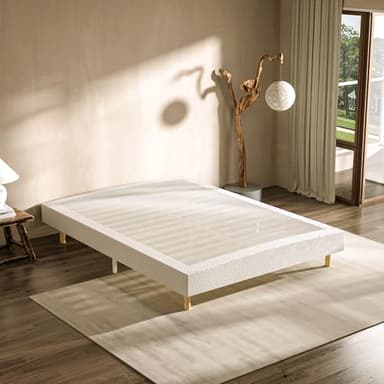 TEENO Sommier Tapissier, Sommier 160x200 - Sommier Tapissier 160x200 avec 9 Pieds, Tapissier Déhoussable Housse Lavable - Montage Rapide et Facile (Blanc)