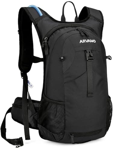 Arvano Sac à Dos d'hydratation avec Poche à Eau 2l Unisexe Vélo VTT Moto, Sac à Dos d'eau isolé pour Garder Le Liquide au Frais jusqu'à 4 Heures, Petit Sac pour Randonnée, Ski, Snowboard (Noir)