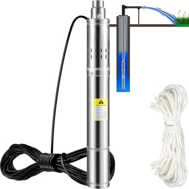 VEVOR Pompe Immergée pour Puits 35 L/min 108 m Pompe à Eau pour Puits Profond en Acier Inox, Pompe à Eau Électrique 550 W, Pompe de Puits Submersible Automatique Usage Domestique Agricole Industriel