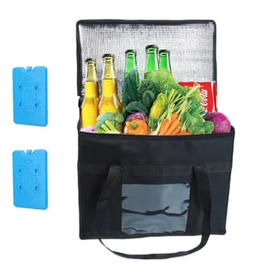 JINGTOPS Grand Sac Isotherme Pliable, Sac Glaciere Isotherme 35 L Courses avec Boîte Isotherme en Cristal de Glace, Glaciere Souple Isotherme pour Pique-Nique, BBQ