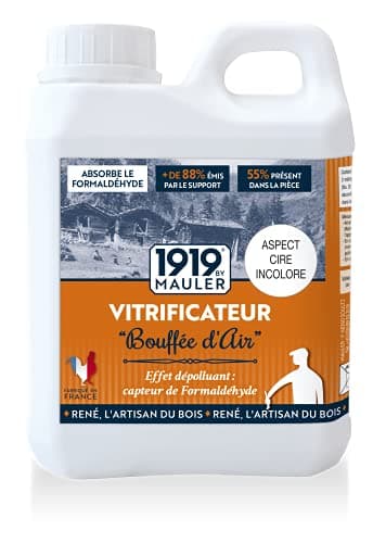 1919 BY MAULER - Vitrificateur parquet & escalier haute résistance - Satiné Aspect Cire Incolore - 1L - protection taches, rayures, usure longue durée