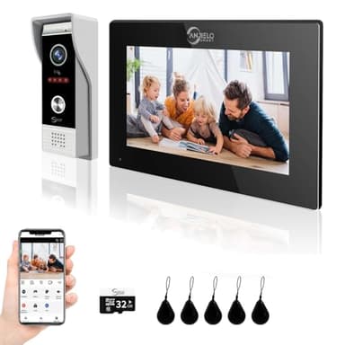 1080P caméra vidéo de sonnette de porte avec écran tactile 7 pouces vidéo de sonnette de porte interphone soutien enregistrement automatique infrarouge vision nocturne PIR détection de mouvement