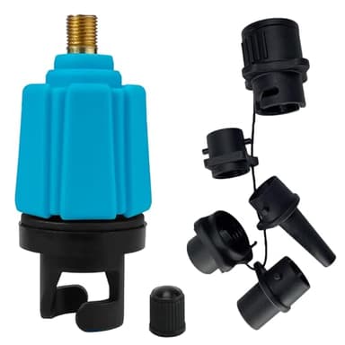 yuejuhe Adaptateur Gonfleur Paddle, Adaptateur de Kayak, Adaptateur de Pompe Sup avec 4 Buses de Valve d'air Embout pour Planche à Pagaie, Bateau Gonflable (Bleu)