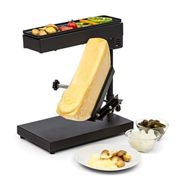 Klarstein Grille à raclette avec plateau en acier inoxydable, plaque à raclette au fromage, rotatif et réglable, 1000 W, plaque électrique pour griller viande et fromages, plaque grill pour intérieur