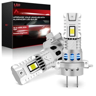 AUXIRACER H7 LED, 35000LM 6500K Blanc Froid, Ampoule LED H7 16000RPM Ventilateur, 1:1 Taille Design, Plug and Play pour Voiture et Moto, Pack de 2