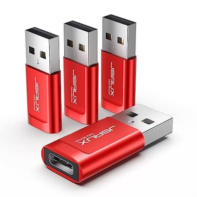 JSAUX Bloqueurs de Données USB C [Lot de 4] Preservatif USB C pour Le Chargement Uniquement, Contre Les Pirates Informatiques et Les Virus, Protéger la Vie Privée et la Sécurité des Données-Rouge