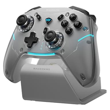 Machenike G5PROMAXSE Manette PC Gamer avec Station de Charge (BT/USB-C filaire/2.4GHz), Manette Bluetooth PC avec Windows/Switch/Mac/iOS/Android/iPad, Turbo, Vibration, Gris