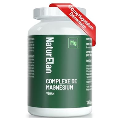 Magnesium Complex 400mg - 180 Gélules Premium (12 mois), 5 en 1, 807 mg par capsule dont 400 mg de magnésium élémentaire, Vegan, Glycinate de magnésium, Citrate, Malate, Taurate, Oxyde