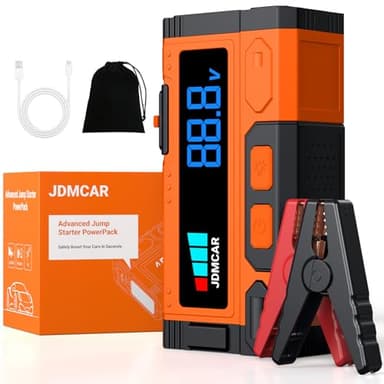 JDMCAR Booster Batterie Voiture 5000A, 12V Démarreur Batterie Voiture (jusqu'à 9.0L Diesel/8.5L Essence), Jump Starter avec LED, Booster Pinces Intelligentes, Protections Multiples Auto Moto SUV