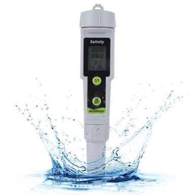 Testeur Sel Piscine, Numérique Testeur Electronique Piscine Sel, Testeur de Qualité de l'eau pour Température Salinité Eau de Mer Piscine d'eau Salée Pêche Aquariums