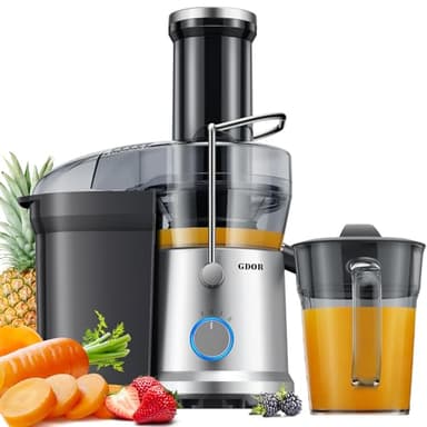 GDOR 1300W Centrifugeuse Extracteur de Jus Avec Arbre D'alimentation Plus Grand de 81mm Pour Fruits et Légumes Entiers Grande Carafe à Jus de 1250ml 3 Vitesses Centrifugeuse Facile à Nettoyer Juicer
