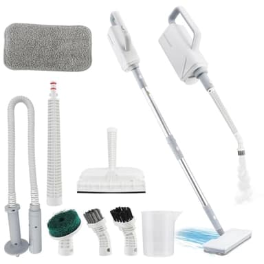 Balai vapeur 2 en 1 et cuiseur vapeur portatif, vapeur puissante 1500 W avec réglages réglables, nettoyage multi-usages pour tous les types de sols