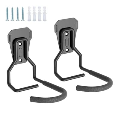 Euqvunn Support de Vélo Mural – Crochets Vélo Muraux Robustes 35KG, Porte-vélo Vertical Accroche Velo Gain de Place pour Garage/Intérieur, Compatible avec vélo de route/VTT (Noir, Lot de 2)